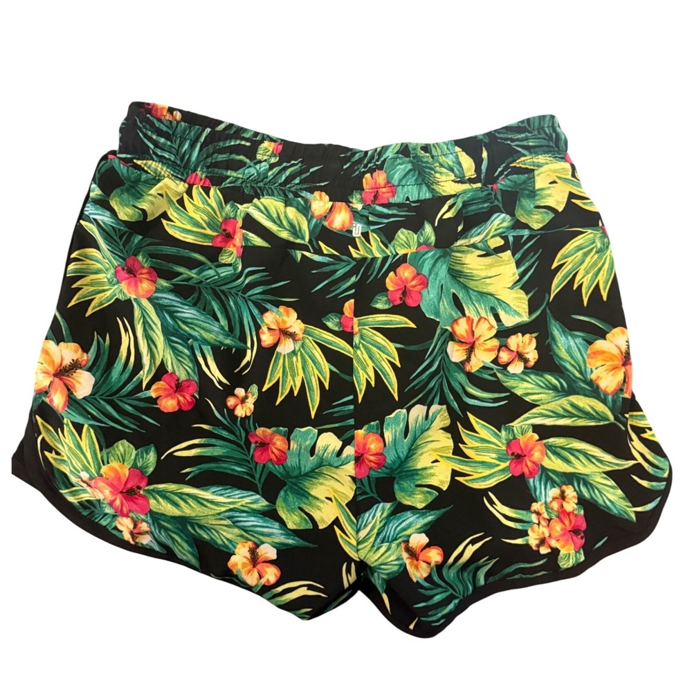 Ideology Tropical Floral Print Athletic Shorts Size L Black‎ Red Yellow Green